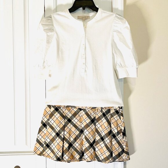 Loft Blouse with Short Puffed Sleeves, Mixed Media (M) New with Tag - Picture 12 of 13